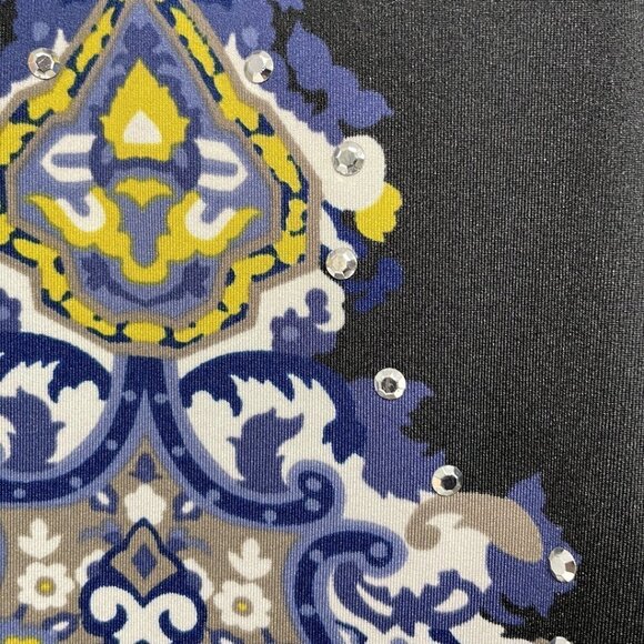 INC International Concepts Midi Dress Short Sleeve Paisley Black Blue Size Large - Picture 13 of 16